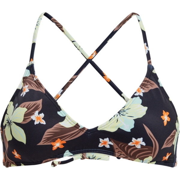 2025 Roxy Womens PT Beach Classics Strappy Bikini Bra Top ERJX305512 - Anthracite Hibiscus Heat Swim